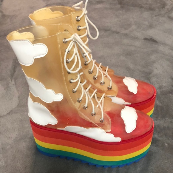rainbow cloud platform shoes